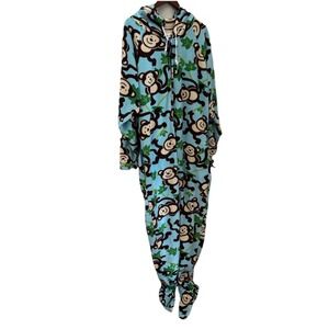 Forever Lazy Monkey Pajama Suit M – Cozy Fleece Adult Pajamas Suit with Hood